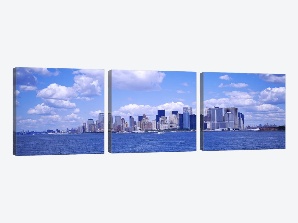 Skyscrapers on the waterfront, Manhattan, New York City, New York State, USA by Panoramic Images 3-piece Canvas Wall Art