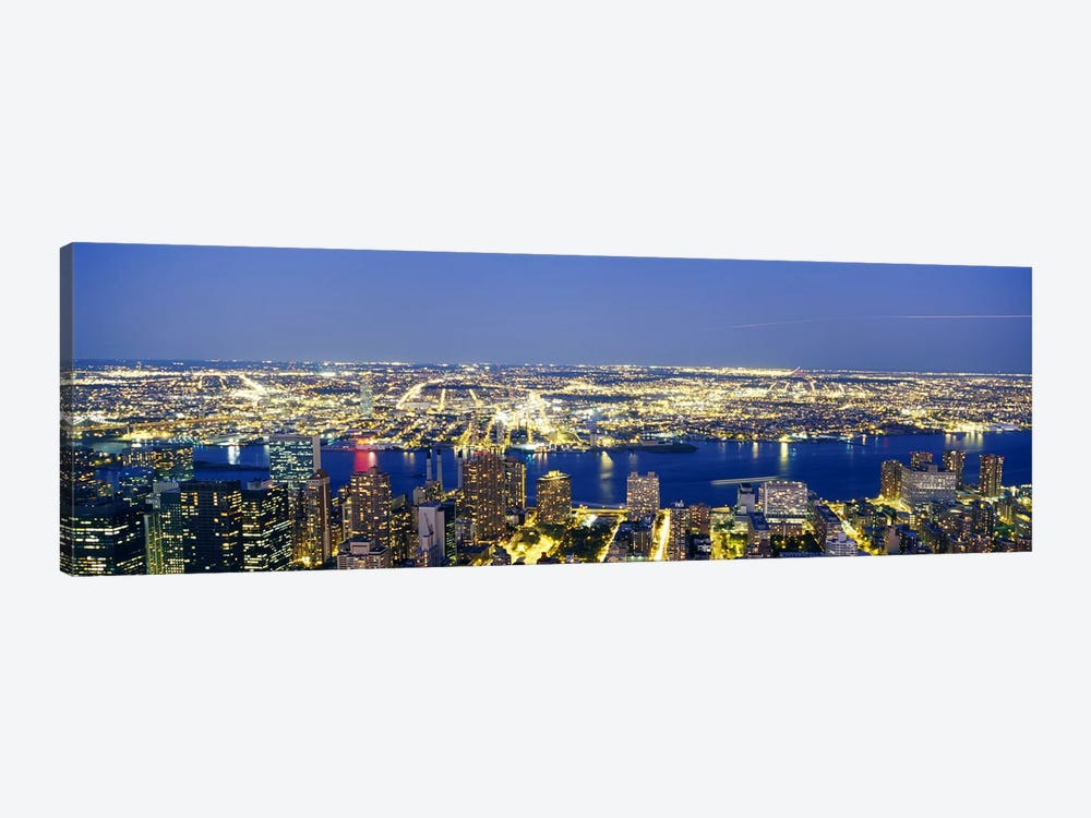 Aerial View of Buildings Lit Up At Dusk Manhattan, NYC, New York City, New York State, USA by Panoramic Images 1-piece Art Print