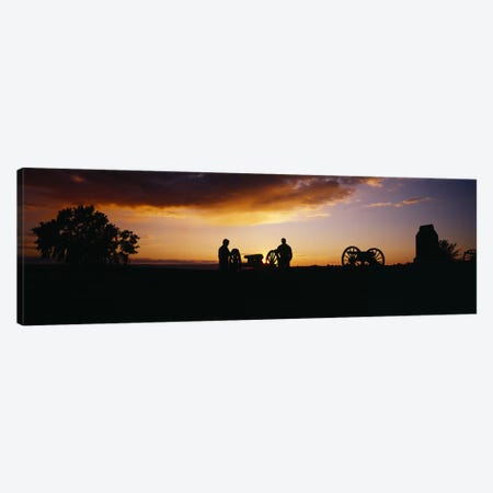Silhouette Of Monument To Battery A - First Rhode Island Light Artillery (Arnold's Battery), Gettysburg National Military Park Canvas Print #PIM3606} by Panoramic Images Canvas Art Print