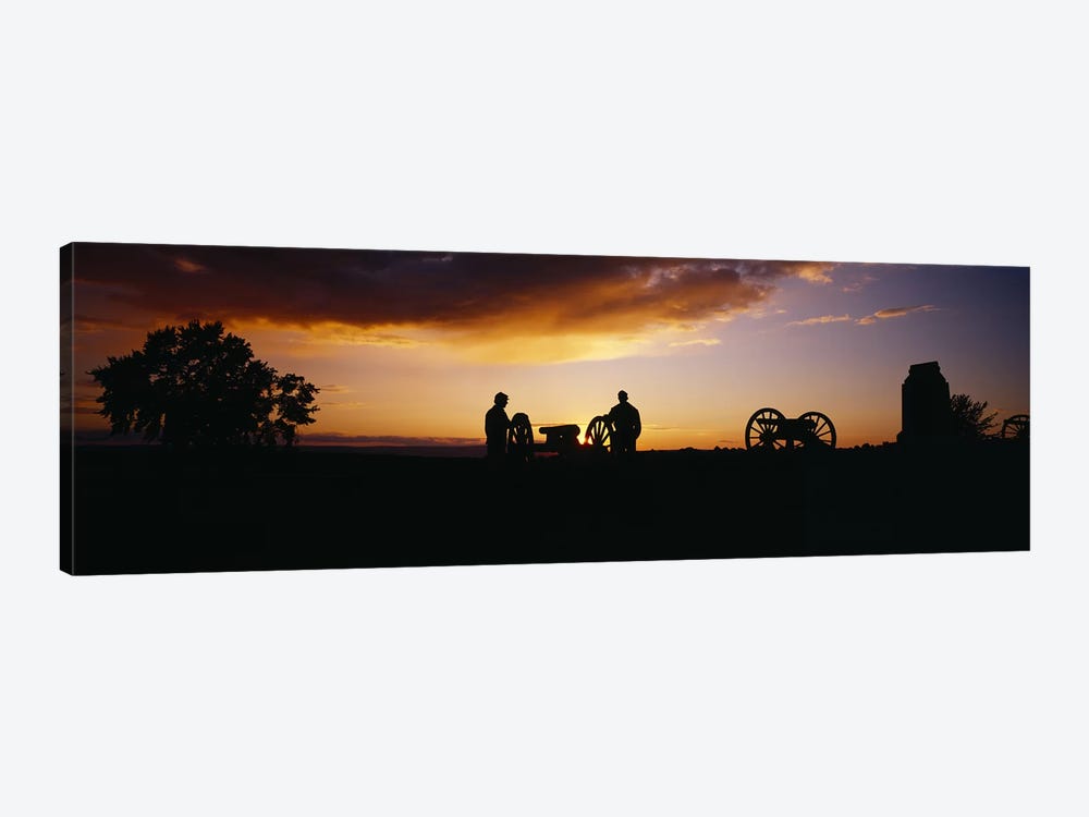 Silhouette Of Monument To Battery A - First Rhode Island Light Artillery (Arnold's Battery), Gettysburg National Military Park by Panoramic Images 1-piece Canvas Artwork