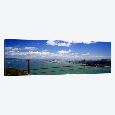 High angle view of a suspension bridge across a bay, Golden Gate Bridge, San Francisco, California, USA Canvas Print #PIM3610} by Panoramic Images Canvas Art Print