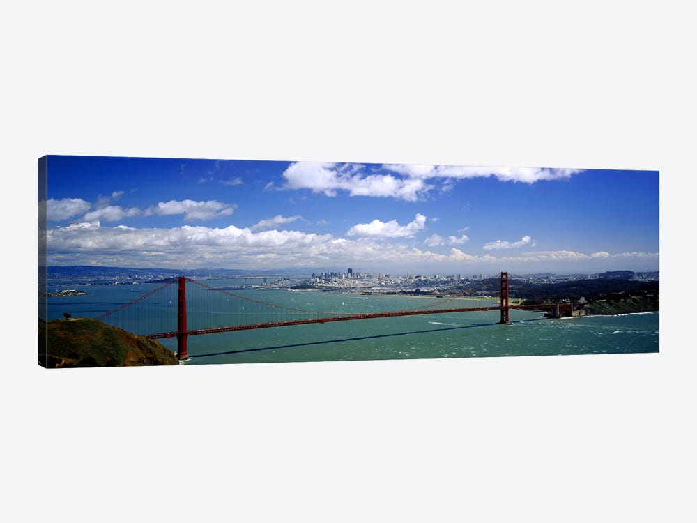 High angle view of a suspension bridge across a bay, Golden Gate Bridge, San Francisco, California, USA by Panoramic Images 1-piece Canvas Print