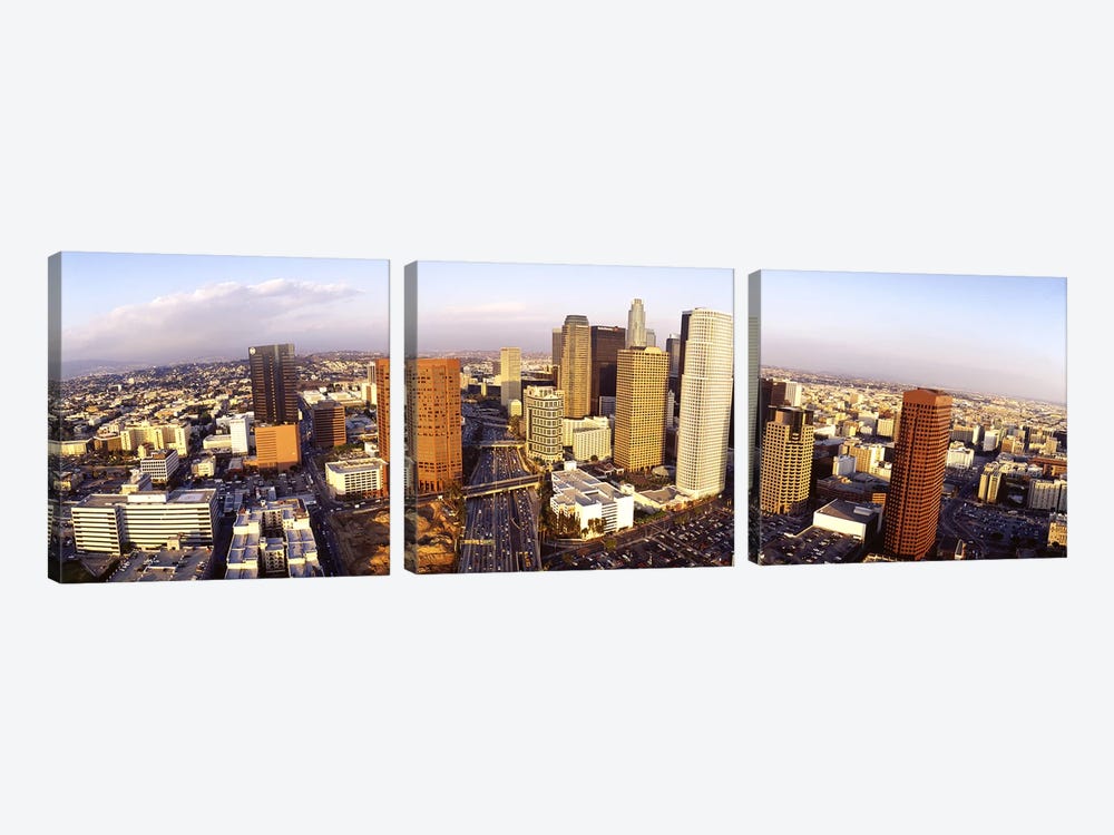 High angle view of the Financial District, Los Angeles, California, USA by Panoramic Images 3-piece Canvas Artwork