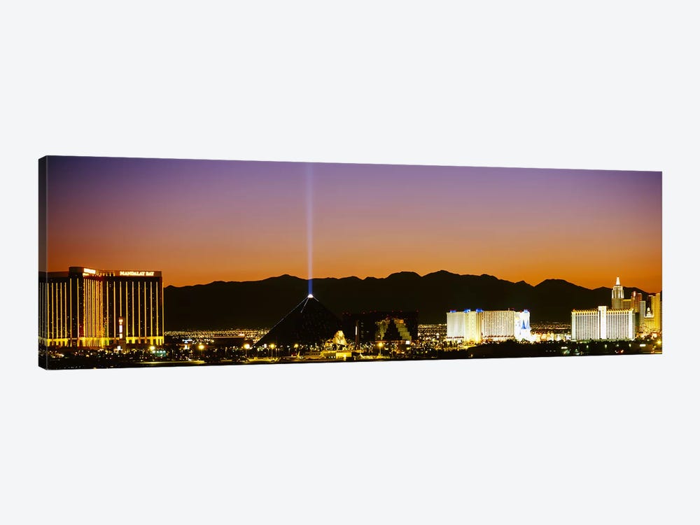 Buildings in a city lit up at night, Las Vegas, Nevada, USA by Panoramic Images 1-piece Art Print