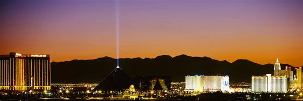 Nevada: Buildings in a city lit up at night, Las Vegas, Nevada, USA by Panoramic Images