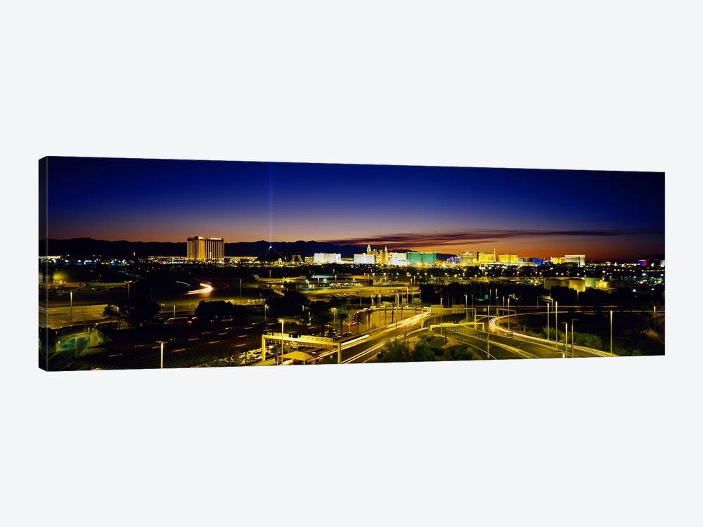 High angle view of buildings lit up at dusk, Las Vegas, Nevada, USA by Panoramic Images 1-piece Canvas Print