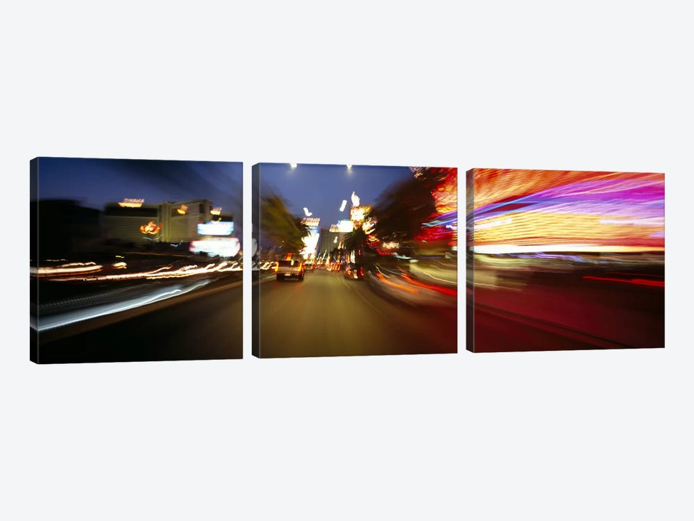 The Strip At Dusk, Las Vegas, Nevada, USA by Panoramic Images 3-piece Canvas Wall Art