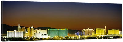 Buildings lit up at dusk, Las Vegas, Nevada, USA #2 Canvas Art Print - Las Vegas Art