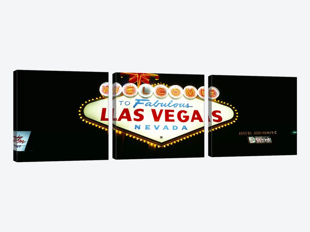 Close-up of a welcome sign, Las Vegas, Nevada, USA by Panoramic Images 3-piece Canvas Wall Art