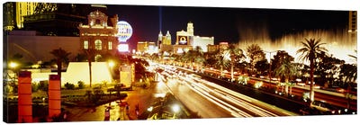 Buildings in a city lit up at night, Las Vegas, Nevada, USA #2 Canvas Art Print - City Street Art