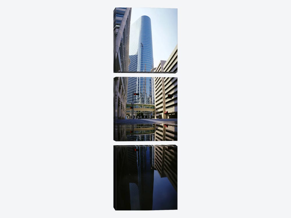 Reflection of buildings on water, Houston, Texas, USA by Panoramic Images 3-piece Art Print