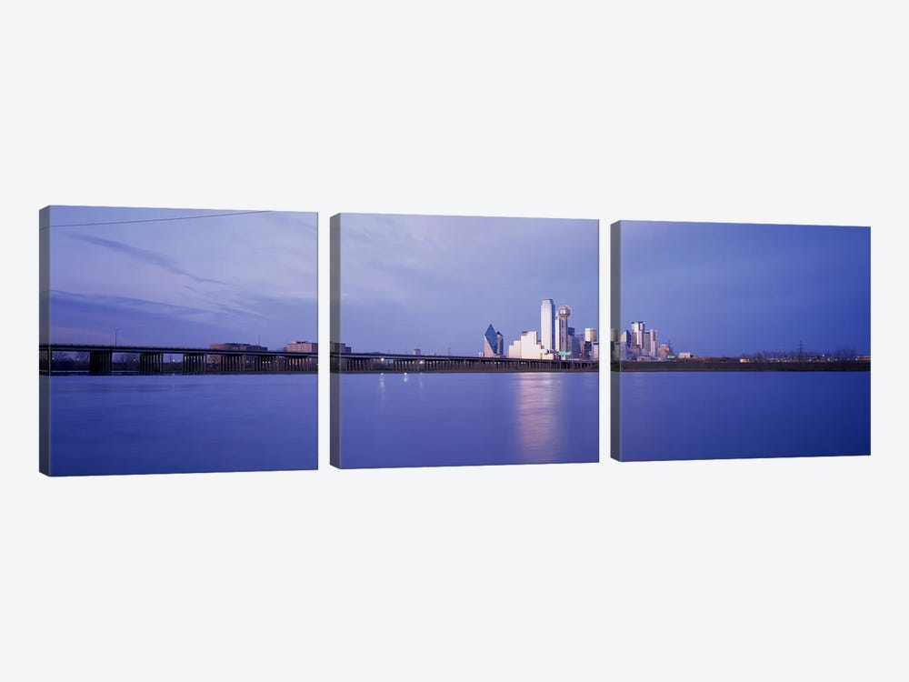 Buildings on the waterfront, Dallas, Texas, USA by Panoramic Images 3-piece Canvas Artwork