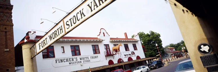 Low angle view of a commercial signboardFort Worth Stockyards, Fort Worth, Texas, USA