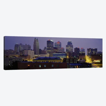 Buildings lit up at duskKansas City, Missouri, USA Canvas Print #PIM3660} by Panoramic Images Canvas Wall Art