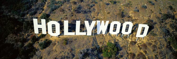 USA, California, Los Angeles, Aerial view of Hollywood Sign at Hollywood Hills