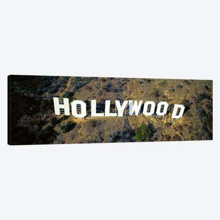 USA, California, Los Angeles, Aerial view of Hollywood Sign at Hollywood Hills Canvas Print #PIM3672} by Panoramic Images Canvas Art Print