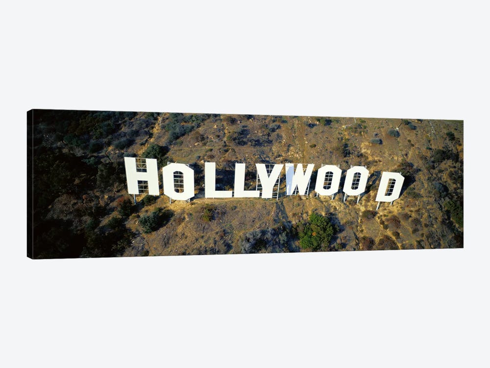 USA, California, Los Angeles, Aerial view of Hollywood Sign at Hollywood Hills by Panoramic Images 1-piece Canvas Art Print