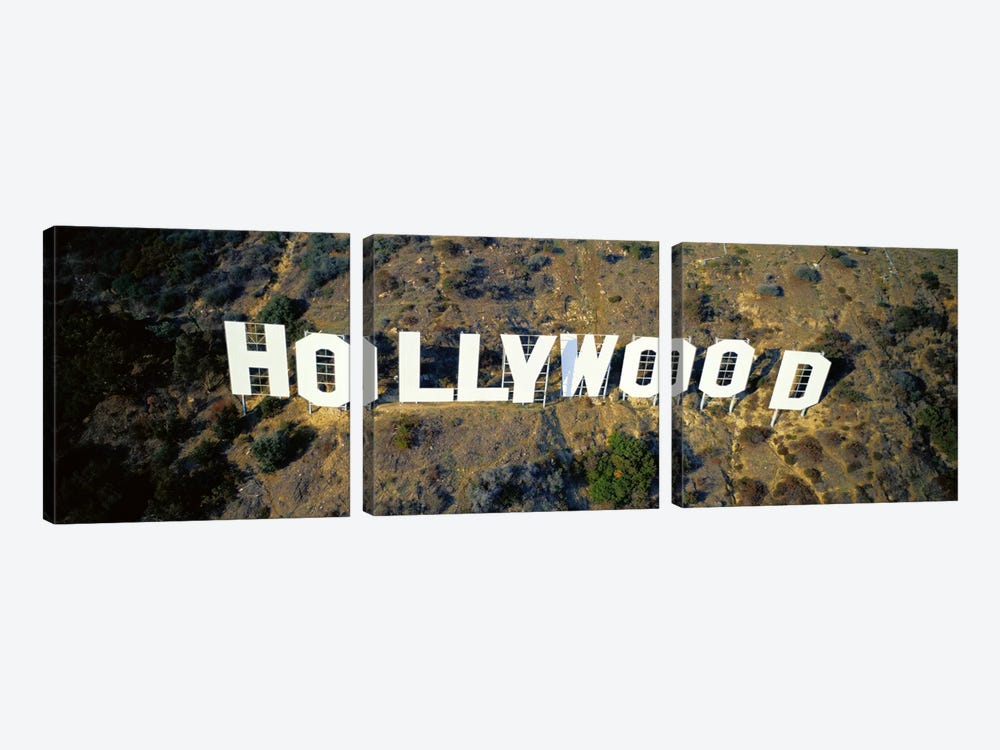 USA, California, Los Angeles, Aerial view of Hollywood Sign at Hollywood Hills by Panoramic Images 3-piece Art Print