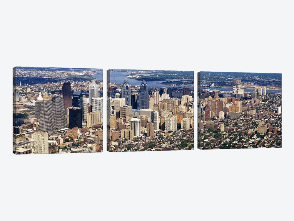 Aerial view of a city, Philadelphia, Pennsylvania, USA #2 by Panoramic Images 3-piece Canvas Wall Art