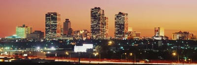 Buildings lit up at dusk, Fort Worth, Texas, USA by Panoramic Images canvas print