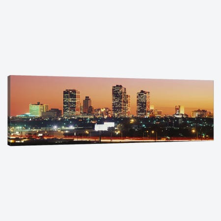 Buildings lit up at dusk, Fort Worth, Texas, USA Canvas Print #PIM3679} by Panoramic Images Canvas Print