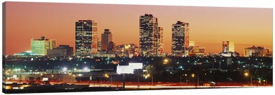Buildings lit up at dusk, Fort Worth, Texas, USA Canvas Art Print - Fort Worth