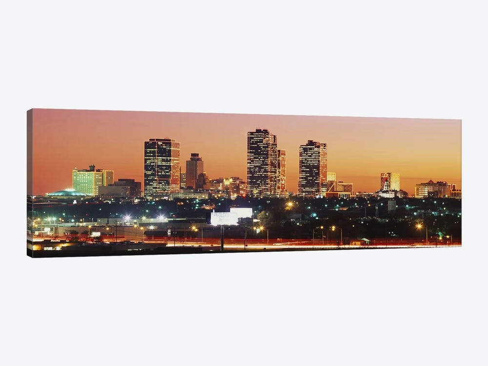 Buildings lit up at dusk, Fort Worth, Texas, USA by Panoramic Images 1-piece Canvas Art