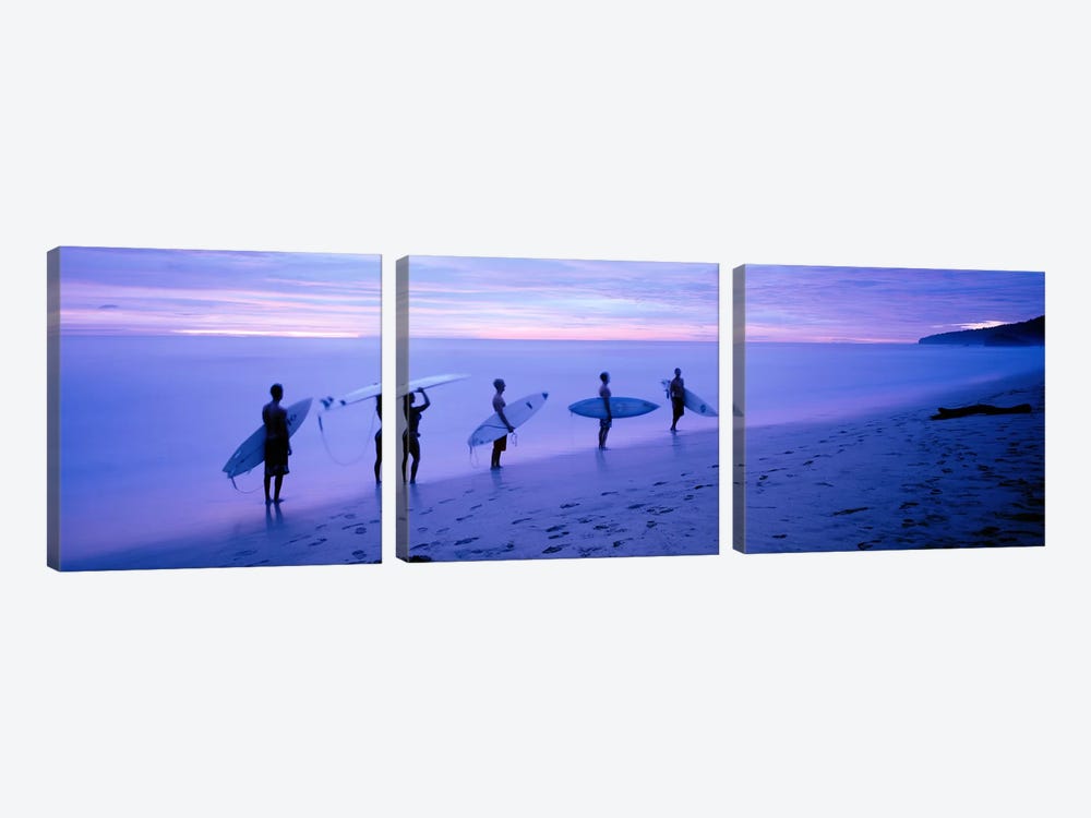 Surfers on Beach Costa Rica by Panoramic Images 3-piece Canvas Art Print