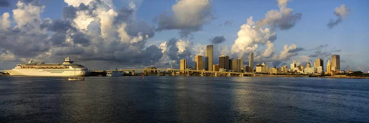 Cruise ship docked at a harbor, Miami, Florida, USA