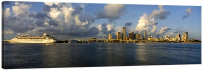 Cruise ship docked at a harbor, Miami, Florida, USA Canvas Art Print - Miami Skylines