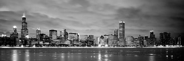 Black & White: Buildings at the waterfront, Chicago, Illinois, USA by Panoramic Images