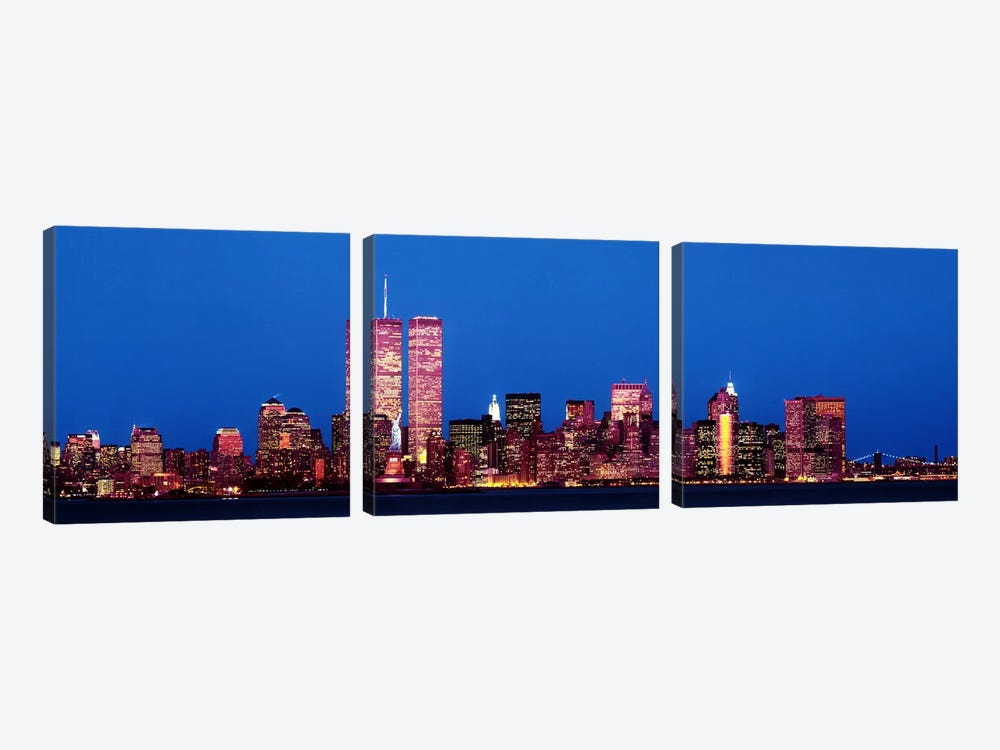 Evening Lower Manhattan New York NY by Panoramic Images 3-piece Canvas Wall Art