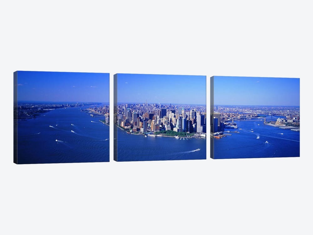 Aerial Lower Manhattan New York City NY by Panoramic Images 3-piece Canvas Art