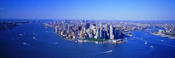 Blue: Aerial Lower Manhattan New York City NY by Panoramic Images