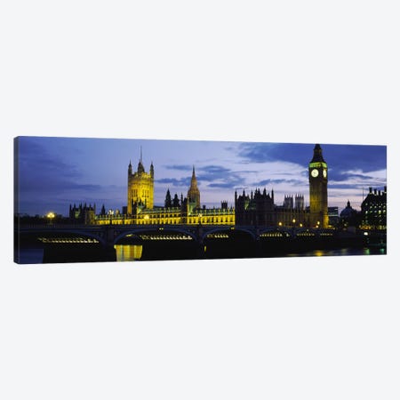 Palace Of Westminster At Night, London, England, United Kingdom Canvas Print #PIM3713} by Panoramic Images Canvas Artwork