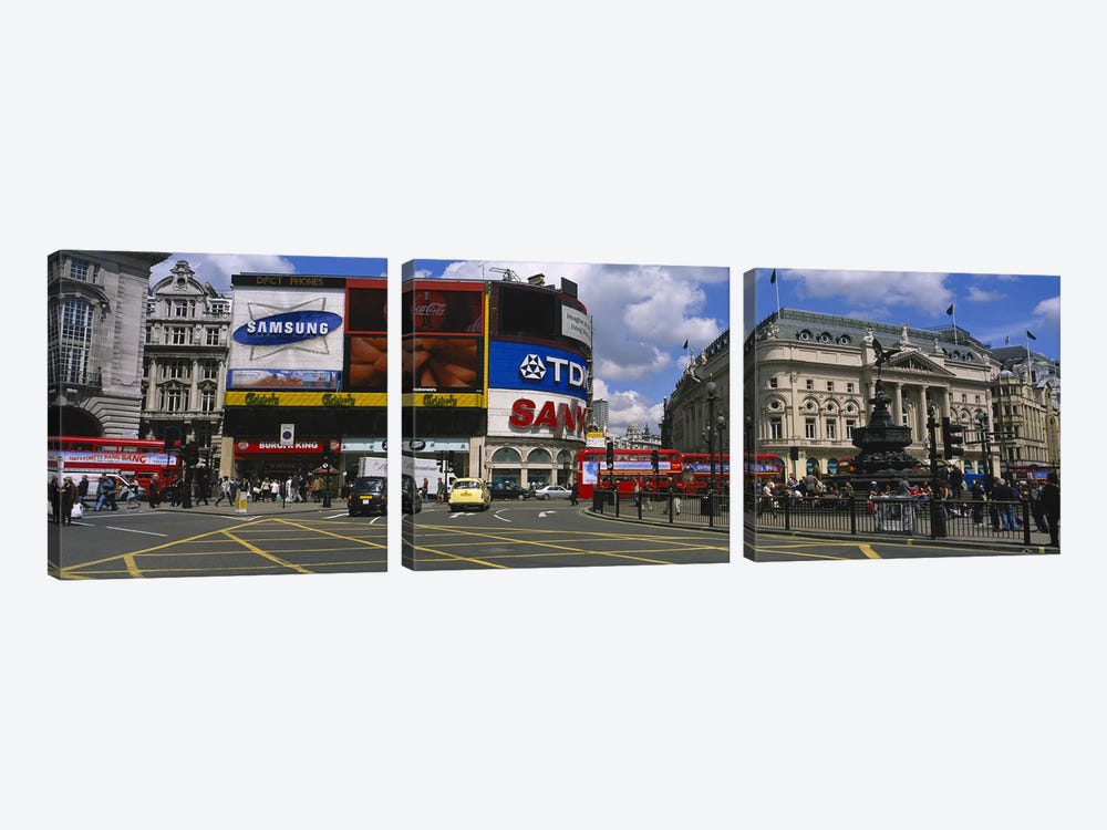 Daytime Scene I, Piccadilly Circus, London, England, United Kingdom by Panoramic Images 3-piece Canvas Wall Art