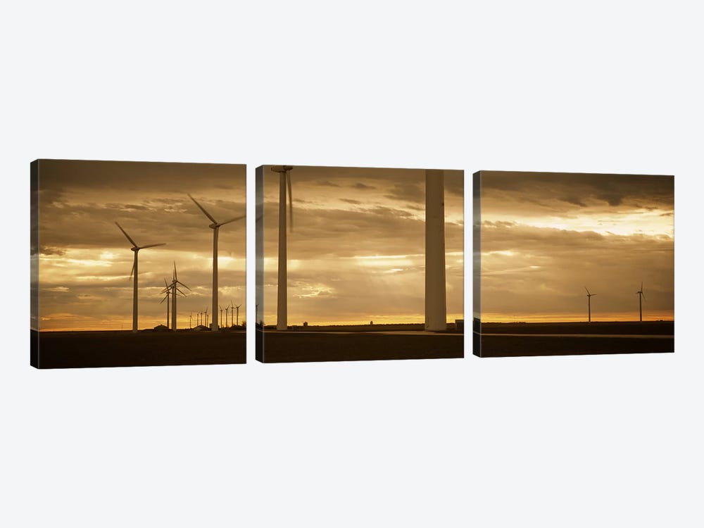 Wind Farm At Dawn, Near Amarillo, Texas, USA by Panoramic Images 3-piece Canvas Wall Art