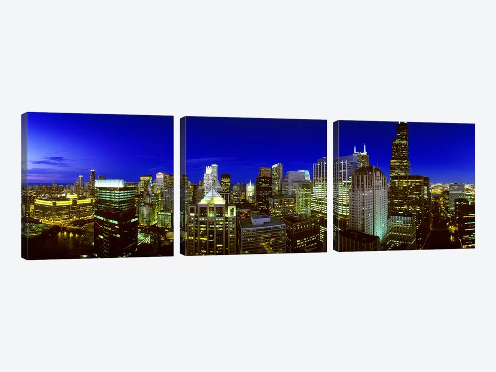 Evening Chicago Illinois by Panoramic Images 3-piece Canvas Art Print