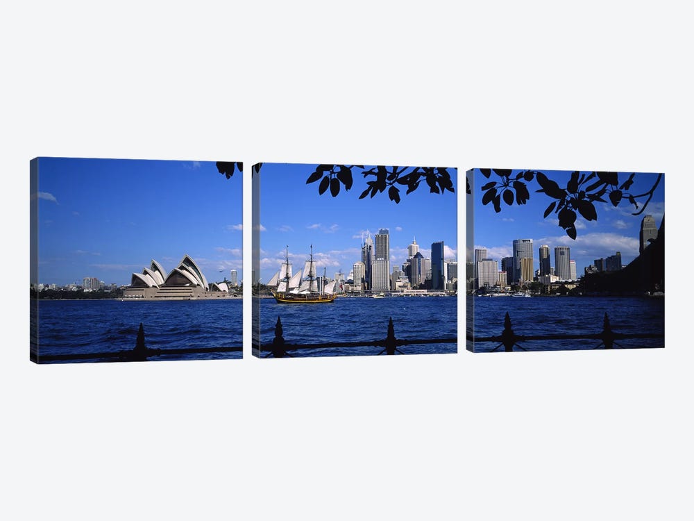 Downtown Skyline& Sydney Opera House, Sydney, New South Wales, Australia by Panoramic Images 3-piece Canvas Wall Art