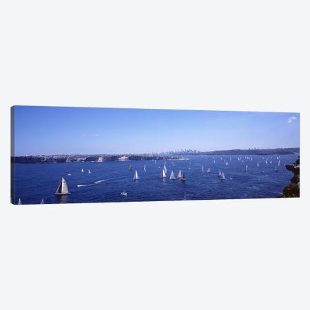 Yachts in the bay, Sydney Harbor, Sydney, New South Wales, Australia Canvas Print #PIM3747} by Panoramic Images Canvas Art