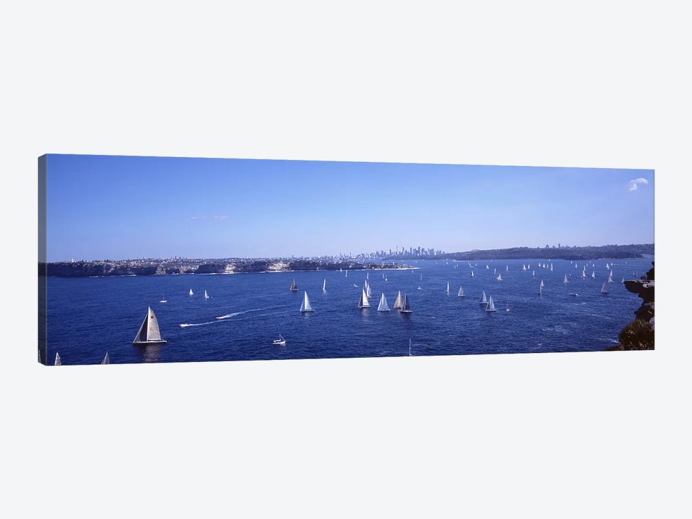 Yachts in the bay, Sydney Harbor, Sydney, New South Wales, Australia by Panoramic Images 1-piece Canvas Artwork