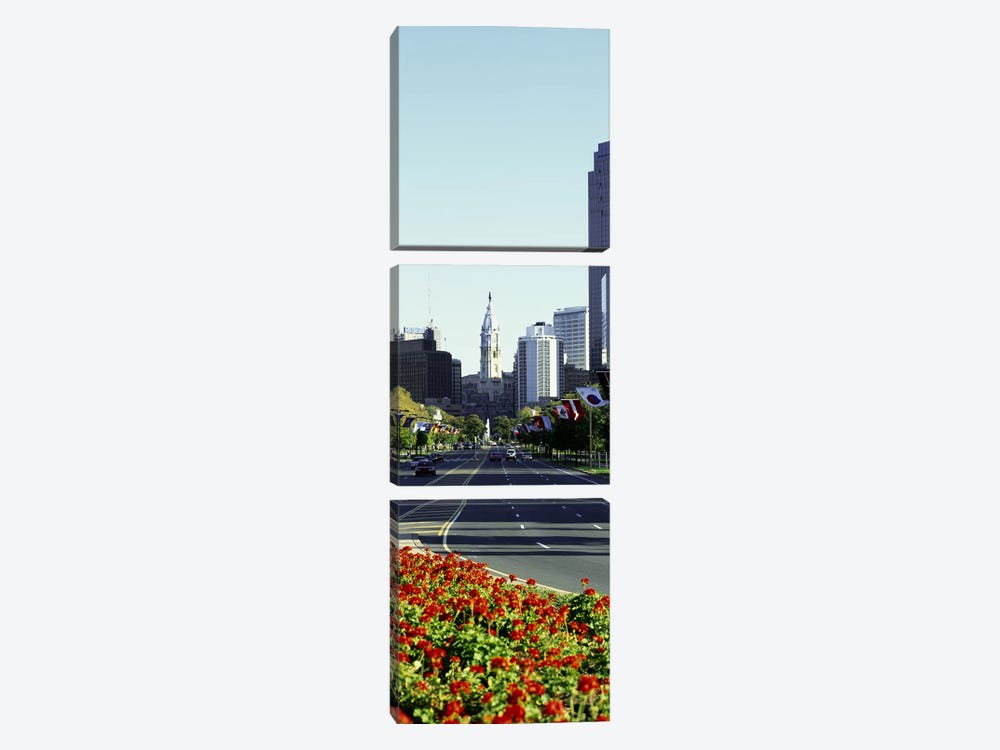 Buildings in a city, Benjamin Franklin Parkway, Philadelphia, Pennsylvania, USA by Panoramic Images 3-piece Canvas Art