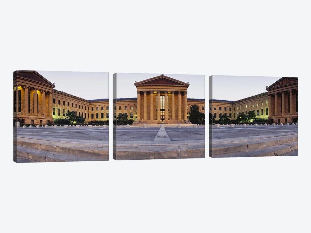 Facade of a museum, Philadelphia Museum Of Art, Philadelphia, Pennsylvania, USA by Panoramic Images 3-piece Canvas Print