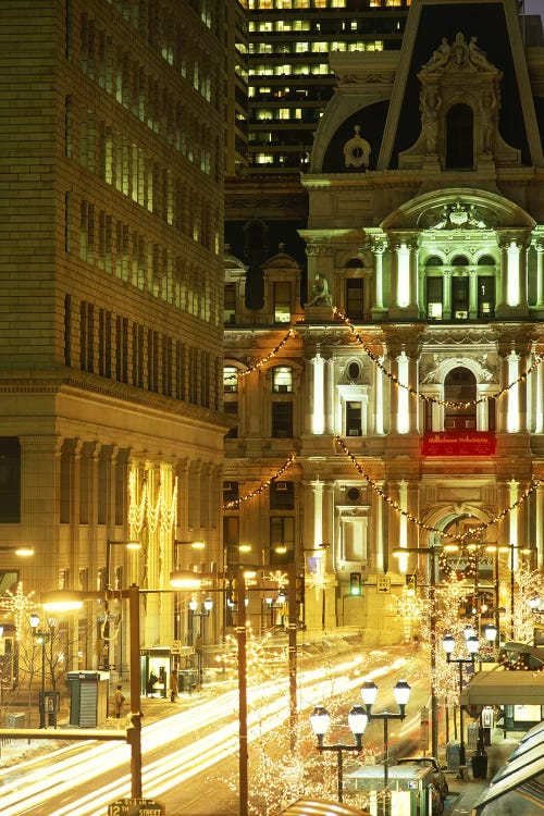 Building lit up at night City Hall, Philadelphia, Pennsylvania, USA