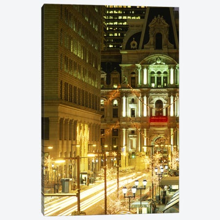 Building lit up at night City Hall, Philadelphia, Pennsylvania, USA Canvas Print #PIM3756} by Panoramic Images Canvas Art Print