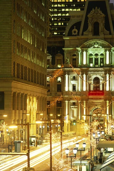Pennsylvania: Building lit up at night City Hall, Philadelphia, Pennsylvania, USA by Panoramic Images