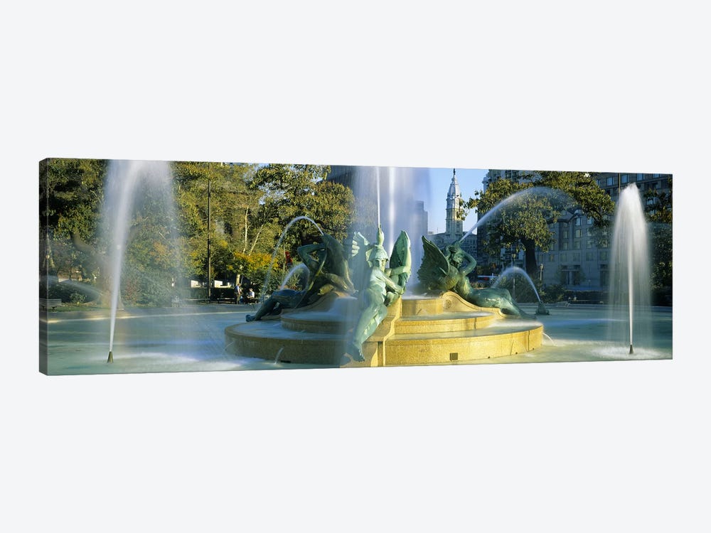 Fountain In Front Of A Building, Logan Circle, City Hall, Philadelphia, Pennsylvania, USA by Panoramic Images 1-piece Canvas Print