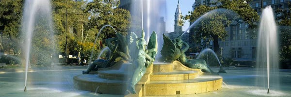 Fountains: Fountain In Front Of A Building, Logan Circle, City Hall, Philadelphia, Pennsylvania, USA by Panoramic Images