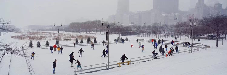 Group of people ice skating in a park, Bicentennial Park, Chicago, Cook County, Illinois, USA