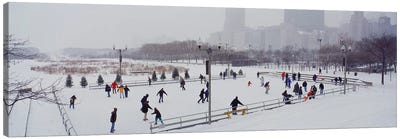Group of people ice skating in a park, Bicentennial Park, Chicago, Cook County, Illinois, USA Canvas Art Print